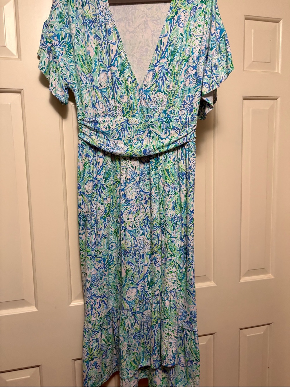 Lilly Pulitzer Blue and Green Floral Midi Dress